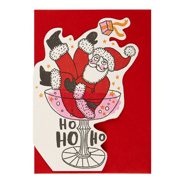 Father Christmas Champagne Card