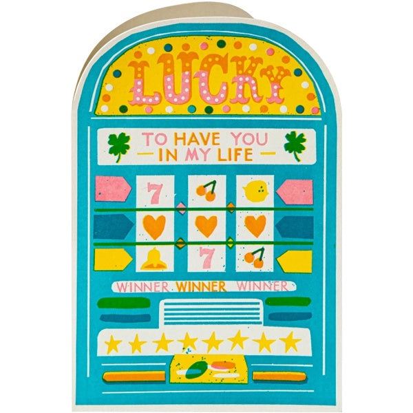 Lucky Slot Machine Cutout Birthday Card