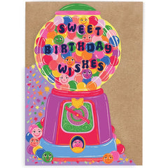 Sweet Birthday Wishes Gumball Machine Card