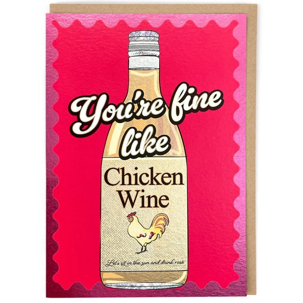 Chicken Wine Anniversary Card