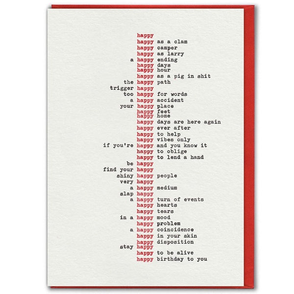 Happy Type Birthday Card