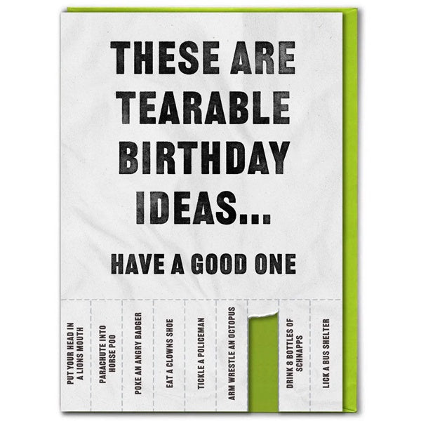 Tearable Birthday Ideas Card
