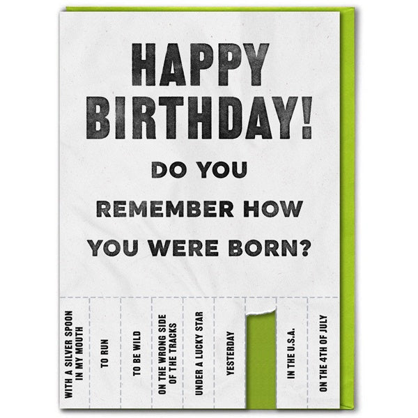 How You Were Born Birthday Card