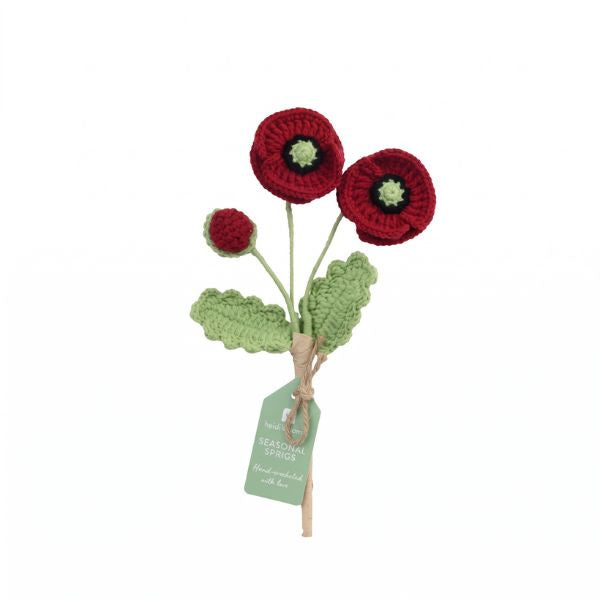 Seasonal Sprigs Crochet Red Poppy