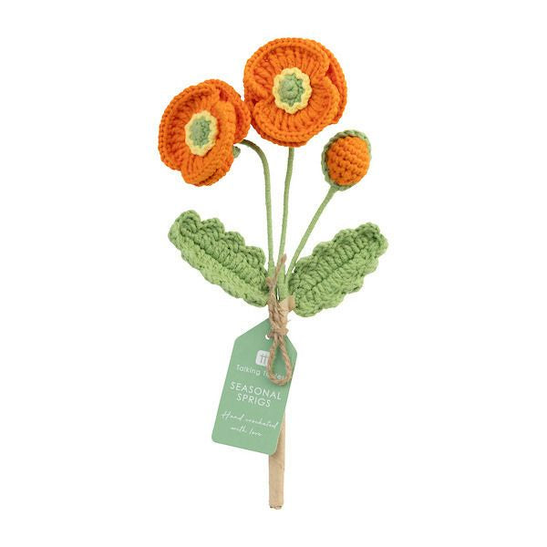 Seasonal Sprigs Crochet Orange Poppy