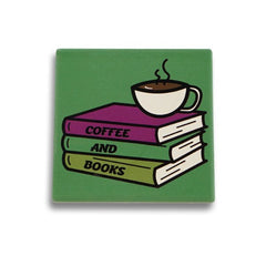 Coffee and Books Ceramic Coaster