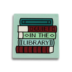 Quiet In the Library Ceramic Coaster
