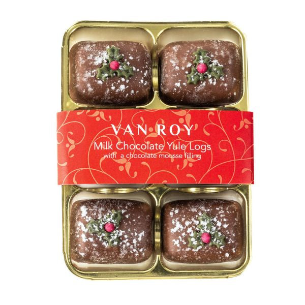Milk Yule Logs with a Chocolate Mousse Filling
