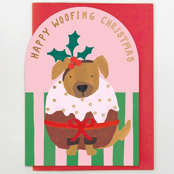 Dog In Christmas Pudding Costume Card