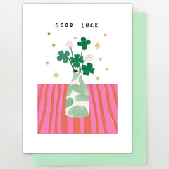 Good Luck Vase Of Clover Card