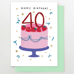 Happy Birthday 40th Cake Card
