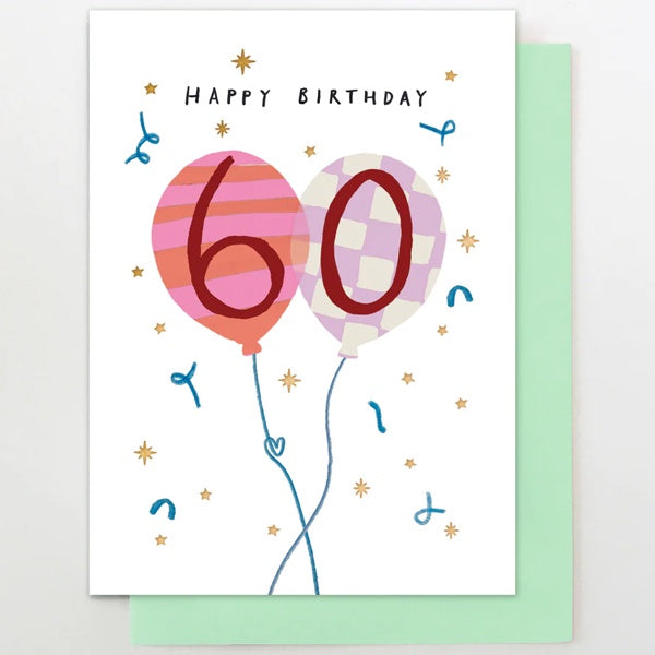 60 Balloons Birthday Card