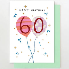 60 Balloons Birthday Card