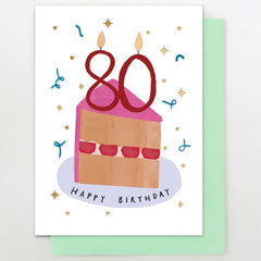 Happy 80th Birthday Slice Of Cake Card