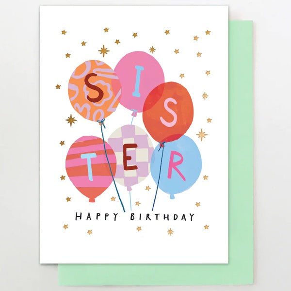 Happy Birthday Sister Balloons Card