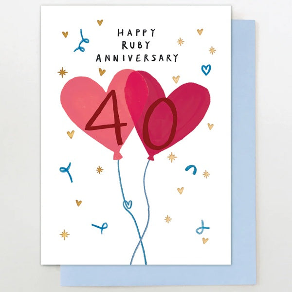 Happy Ruby Anniversary Balloons Card