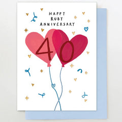 Happy Ruby Anniversary Balloons Card