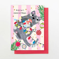Cat In Christmas Lights Christmas Card