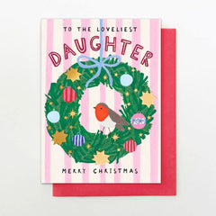 Daughter Wreath & Robin Christmas Card