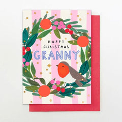 Granny Wreath & Robin Christmas Card