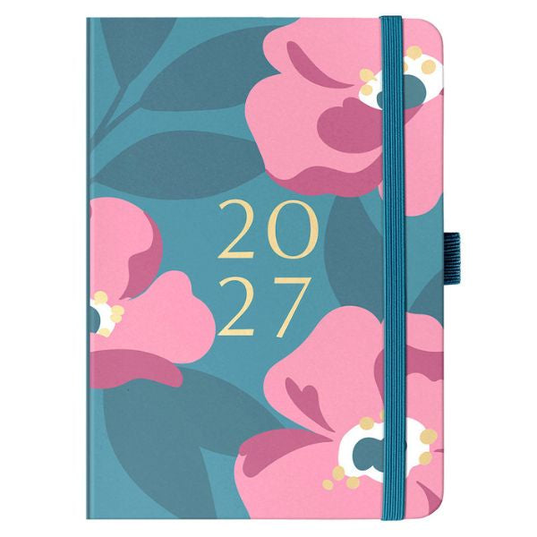 2027 Teal Flowerhead  A6 Busy Life Diary