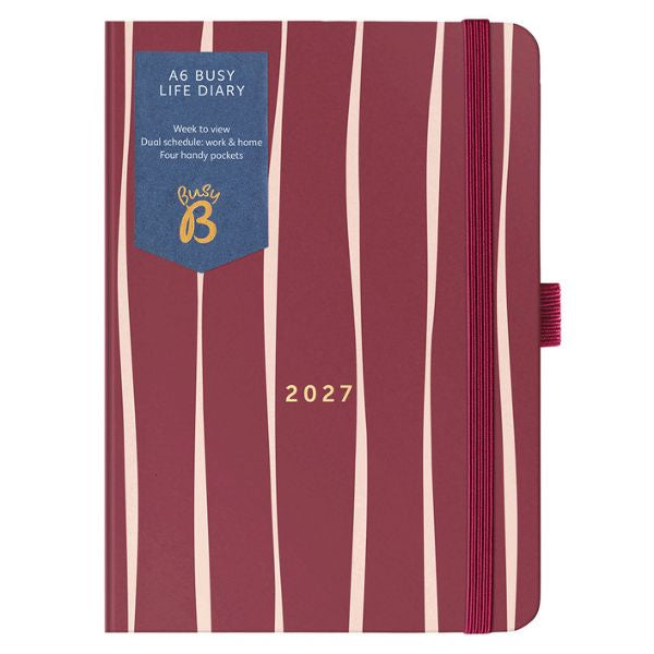 2027 Burgundy Stripe A6 Busy Life Diary