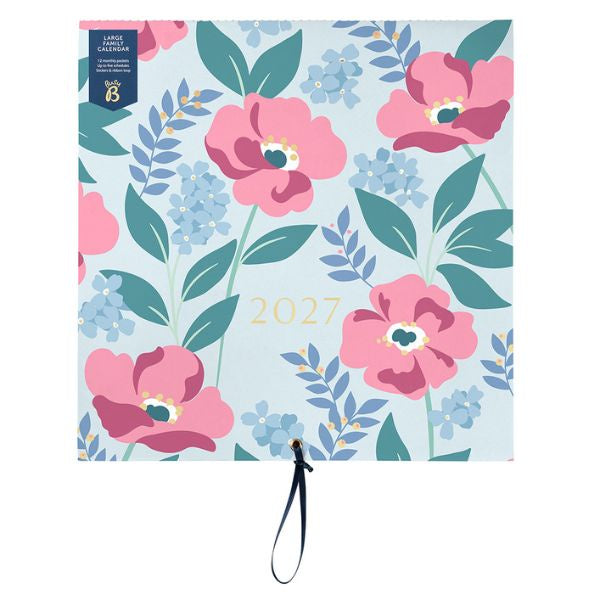 2027 Cloud Blue Floral Large Family Calendar
