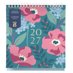 2027 Teal Floral Desktop Calendar