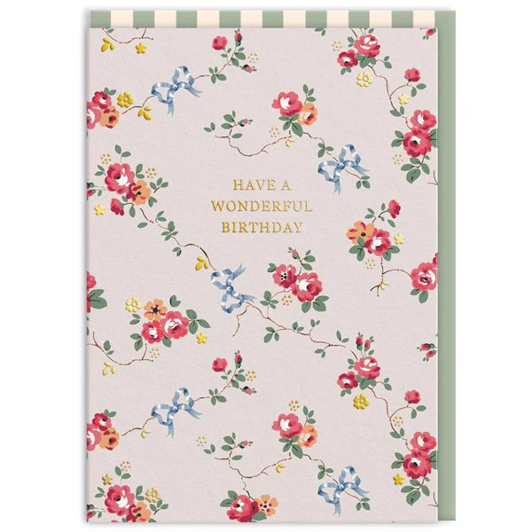 Cath Kidston Bows And Roses Birthday Card