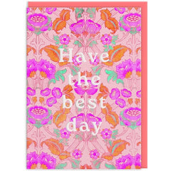 Neon Floral Pink Arts and Crafts Greeting Card