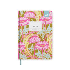 2027 A5 Neon Floral Pink Poppies Hardback Diary