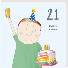 Cheers and Beers 21 Birthday Card