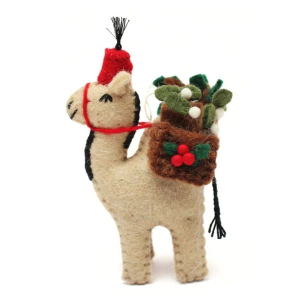 Camel with Christmas Panniers Felt Decoration