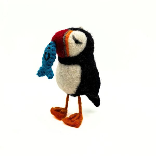 Puffin With Fish Felt Decoration