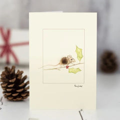 Mouse and Holly Christmas Card