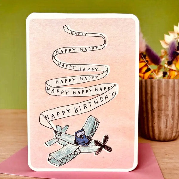 Happy Birthday Plane Card