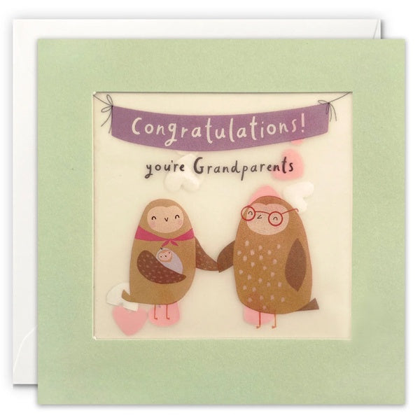 Owl Grandparents Paper Shakies Card