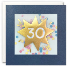 Age 30 Gold Paper Shakies Birthday Card