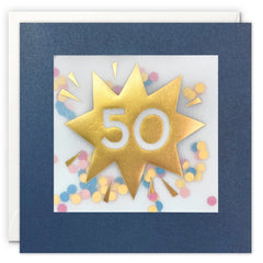 Age 50 Gold Paper Shakies Card