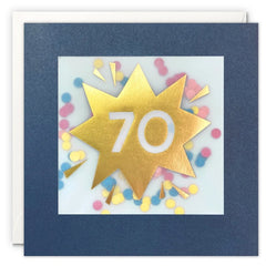Age 70 Gold Paper Shakies Birthday Card