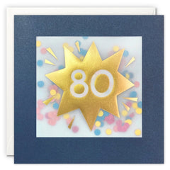 Age 80 Gold Paper Shakies Birthday Card