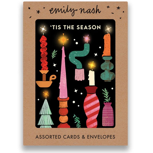 Christmas Candles and Lights Multipack of 8 Cards