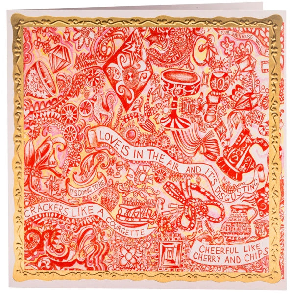 Love is in the Air Gold Border Card