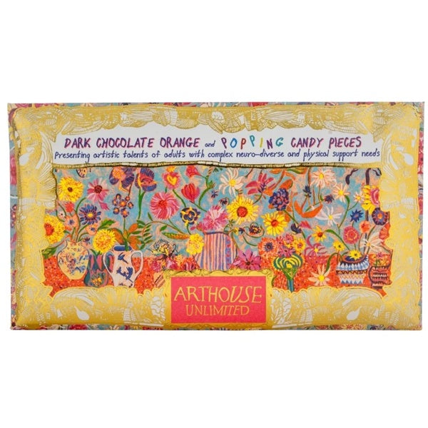 Floral Bright Dark Chocolate Orange With popping Candy Pieces