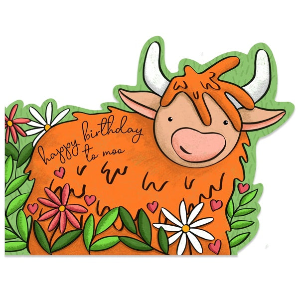 Highland Cow Die Cut Birthday Card
