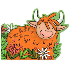 Highland Cow Die Cut Birthday Card