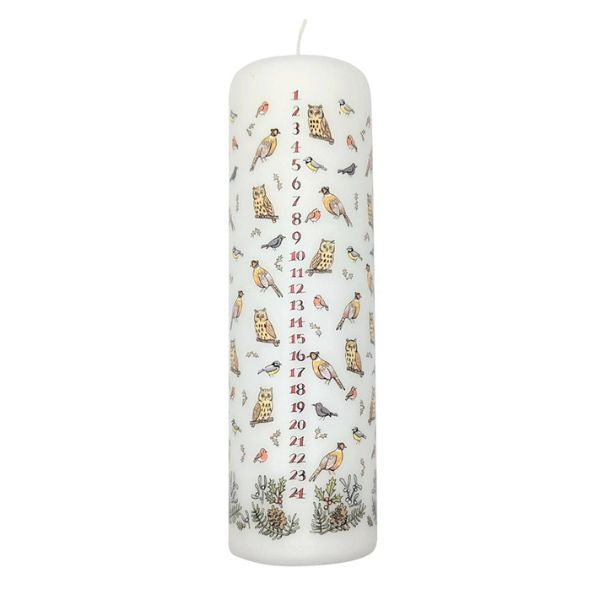 Winter Birds Advent Large Pillar Candle