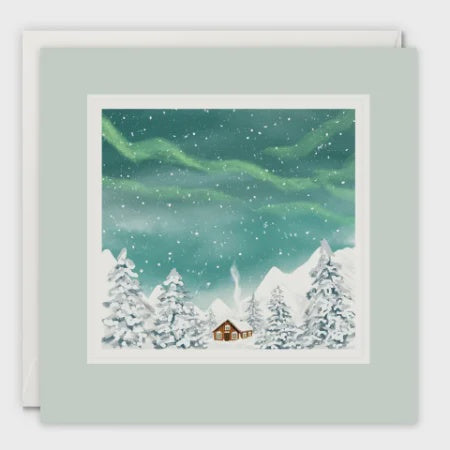 Snowy Cabin Paintworks Christmas Card