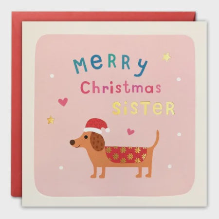 Dachshund Christmas Card for Sister