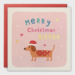 Dachshund Christmas Card for Sister